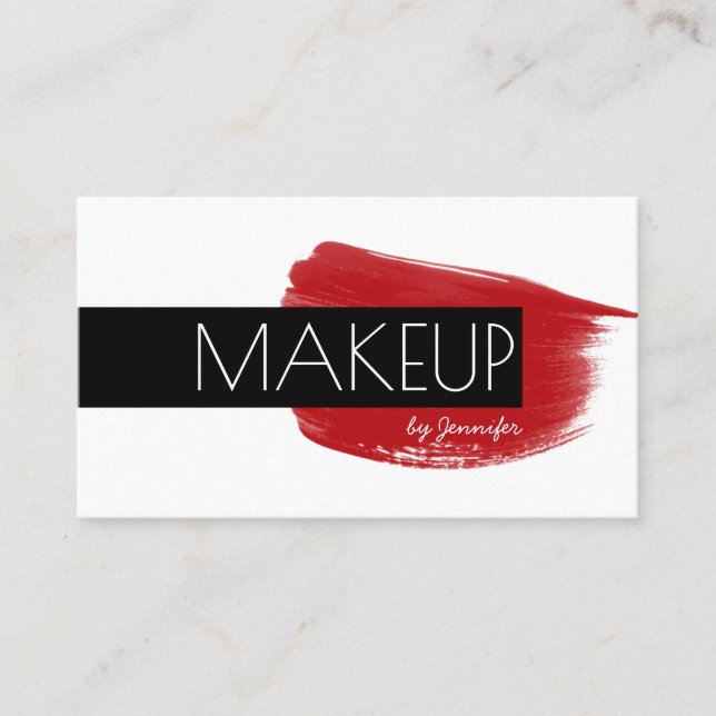 Makeup Artist Modern Minimalist Social Media Icons Business Card (Front)