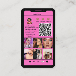 Makeup Artist Modern QR code Instagram Grid Business Card