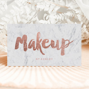 Makeup artist modern rose gold typography marble business card