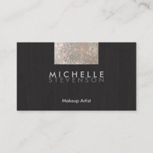 Makeup Artist Modern Stylish FAUX Sequin Black Business Card