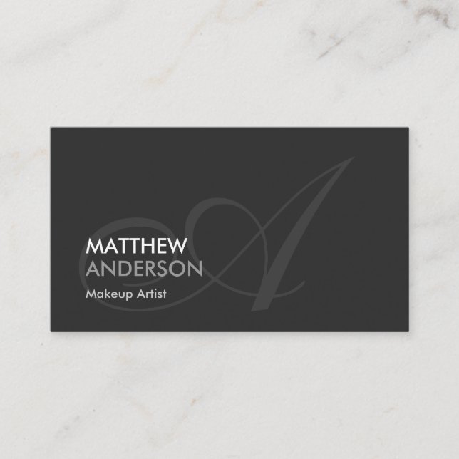 Makeup Artist - Modern Swash Monogram Business Card (Front)
