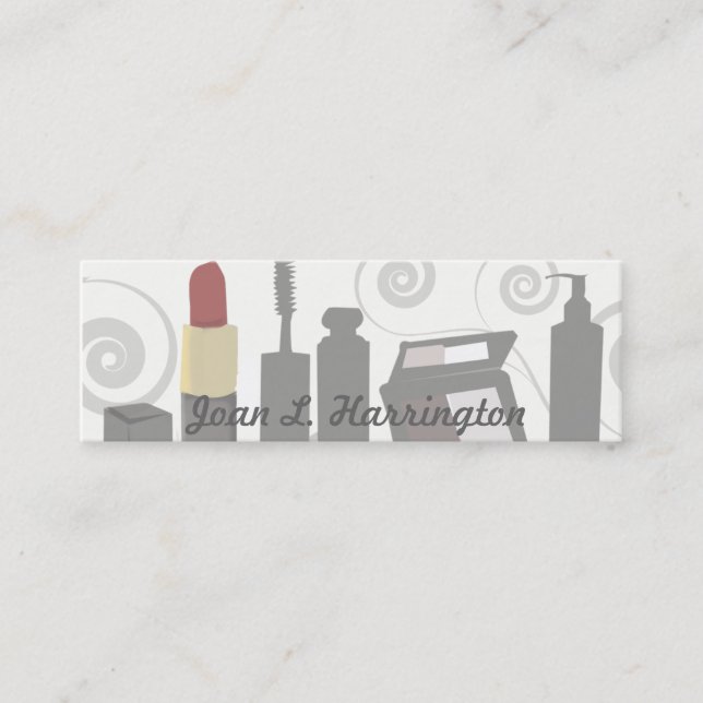 Makeup Artist Modern Swirl Feminine Cosmetologist Mini Business Card (Front)