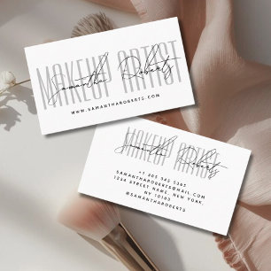 Makeup artist modern typography script white business card