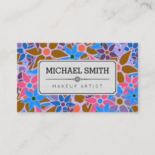 Makeup Artist Modern Vintage Floral Pattern #16 Business Card