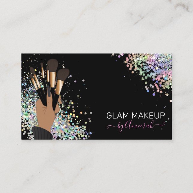Makeup Artist, MUA, Beauty Salon Holographic Business Card (Front)