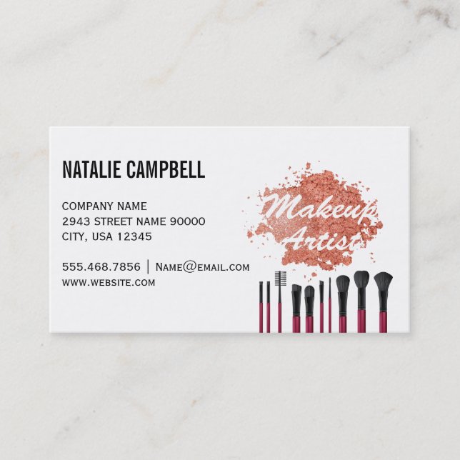 Makeup Artist | Mua Powder and Brushes Business Card (Front)