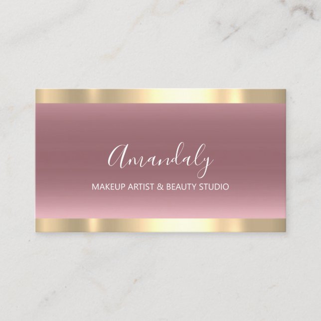 Makeup Artist Nails Beauty SPA Rose Gold Simply Business Card (Front)