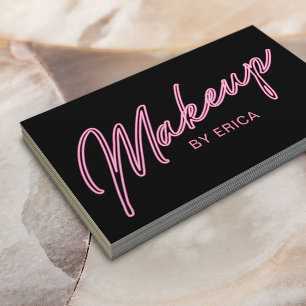 Makeup Artist Neon Pink Typography Beauty Salon Business Card