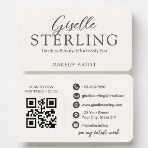 Makeup Artist Neutral QR Code Business Card