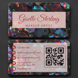 Makeup Artist Opal Black QR Code Business Card
