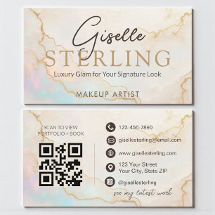 Makeup Artist Opal Stone QR Code Business Card