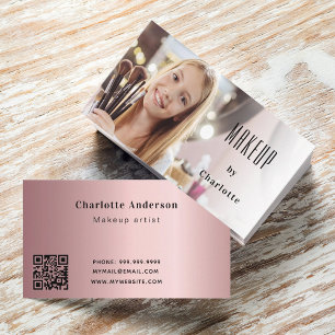 Makeup artist photo beauty blush QR code  Business Card