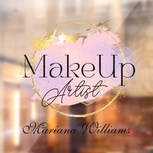 makeup artist pink gold logo stylish