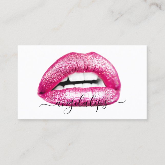 Makeup Artist Pink Lips modern  Business Card (Front)