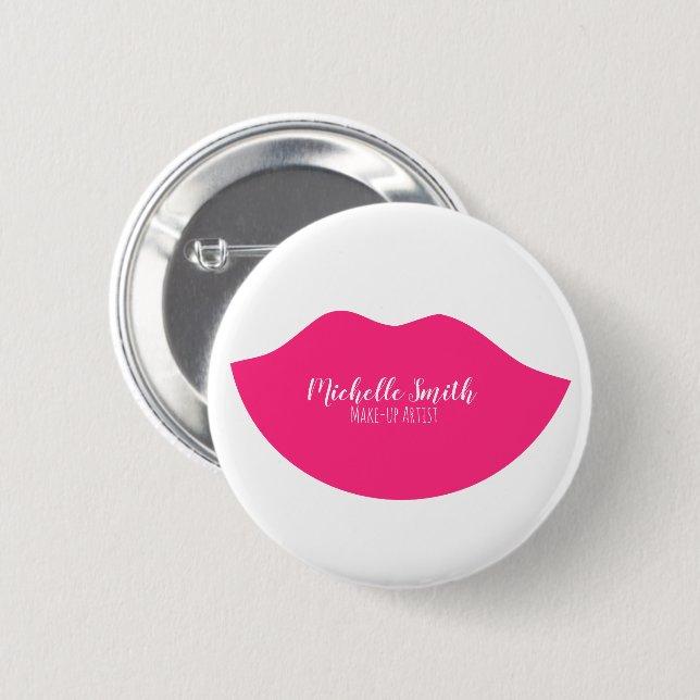 Makeup Artist Pink Lips Modern Chic Beauty Salon  6 Cm Round Badge (Front & Back)