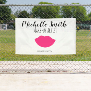 Makeup Artist Pink Lips Modern Chic Beauty Salon Banner