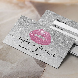 Makeup Artist Pink Lips Silver Glitter Referral
