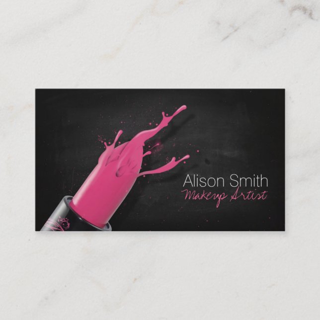Makeup Artist/Pink Lipstick Business Card (Front)