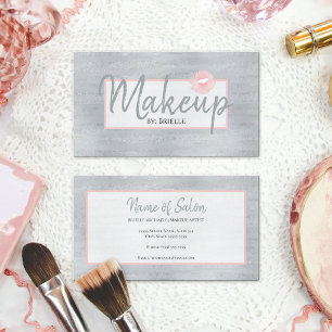 Makeup Artist Pink Lipstick Kiss Silver Glitter Business Card