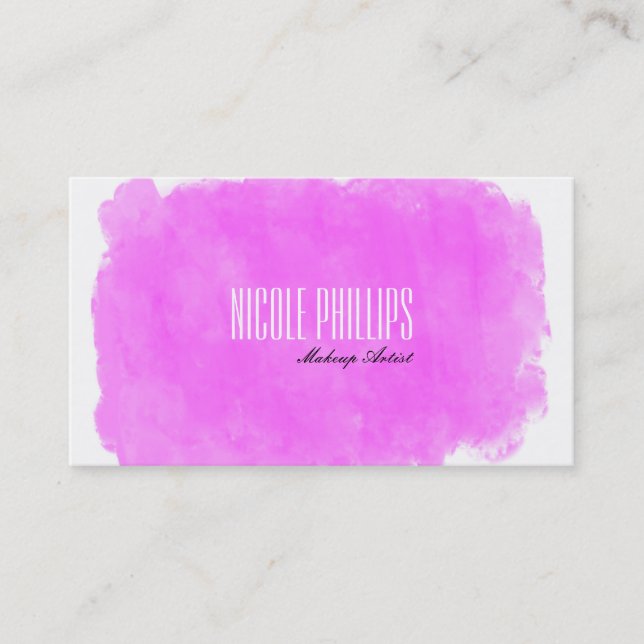 Makeup Artist Pink Splotch BEAUTY Business Card (Front)