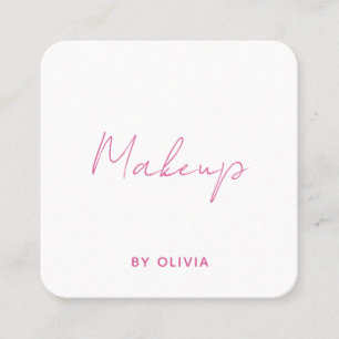 Makeup Artist Pink White Modern Minimal Square Business Card