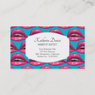 Makeup Artist Pop Art Pink Lips Business Card