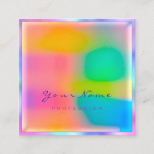 Makeup Artist Professional Modern Minimal Holograp Square Business Card