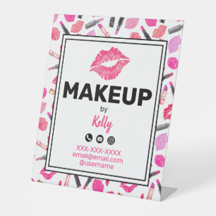 Makeup Artist Promotional Lipstick Lip Print Pedestal Sign
