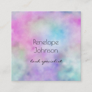 Makeup Artist Purple and Blue Elegant Abstract Square Business Card