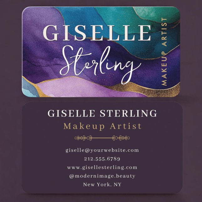 Makeup Artist Purple Business Card (Creator Uploaded)