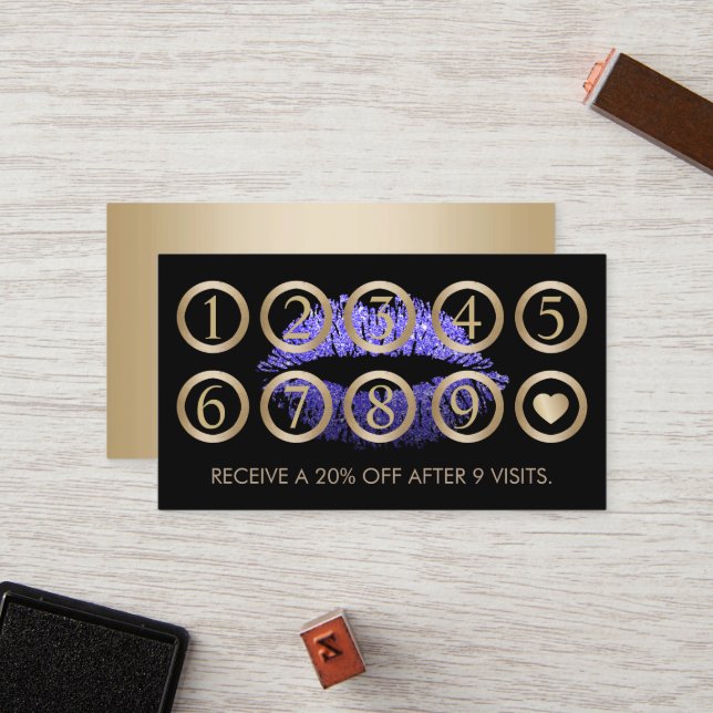 Makeup Artist Purple Glitter Lips Salon Loyalty (Front/Back In Situ)