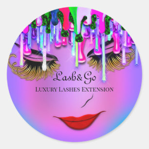 Makeup Artist Purple Lashes Product Red Pink Classic Round Sticker