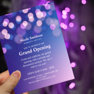 Makeup Artist Purple Sparkles Glam Grand Opening Flyer