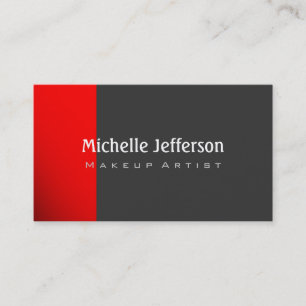 Makeup Artist Red Dark Grey Trendy Business Card