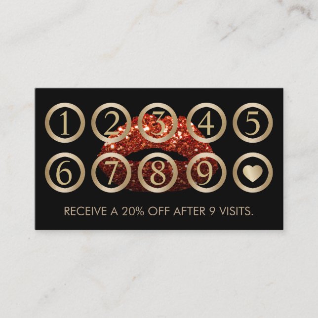 Makeup Artist Red Glitter Lips Salon Loyalty (Front)