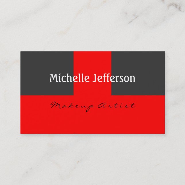 Makeup Artist Red Grey Colour Business Card (Front)