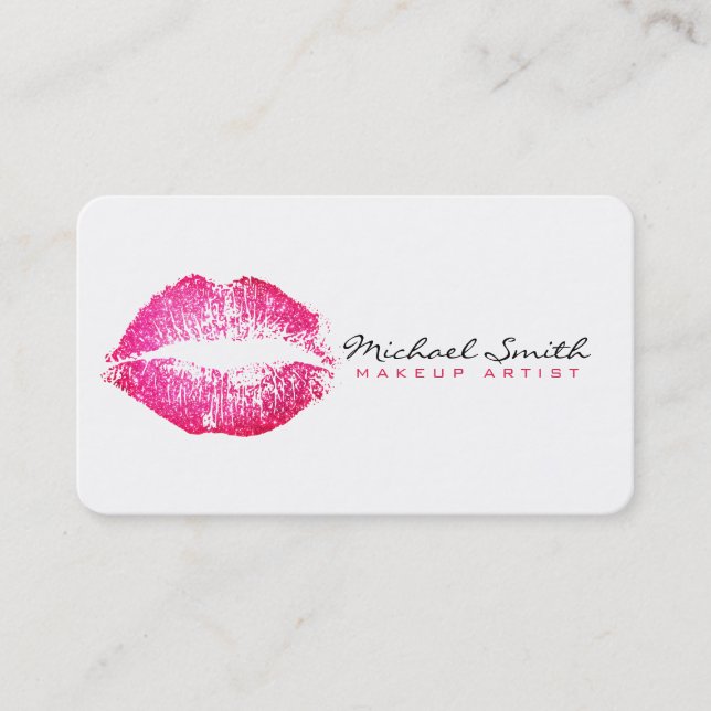 Makeup Artist Red Lips Business Card (Front)