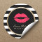 Makeup Artist Red Lips Modern Black White Stripes