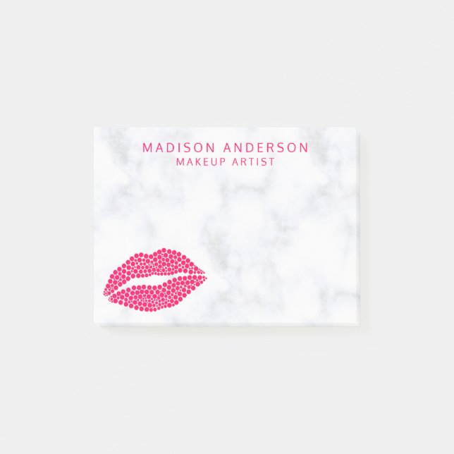 Makeup Artist | Red Lips Modern Dot Personalised Post-it Notes (Front)