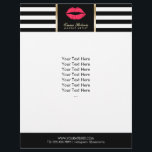 Makeup Artist Red Lips Modern Stripes Salon Flyer<br><div class="desc">Makeup Artist Red Lips Modern Stripes Salon Brochures.</div>