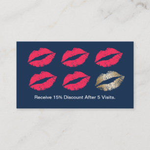 Makeup Artist Red Lips Navy Blue Loyalty Card
