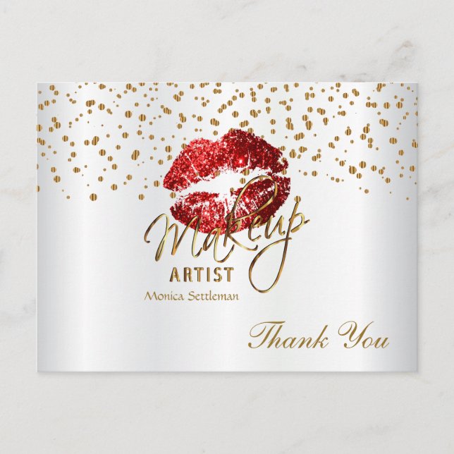 Makeup Artist  Red Lips on White Postcard (Front)