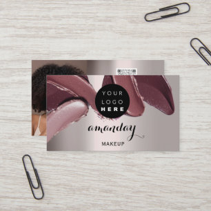 Makeup Artist Red Lipstick Photo QR Code Blush Business Card