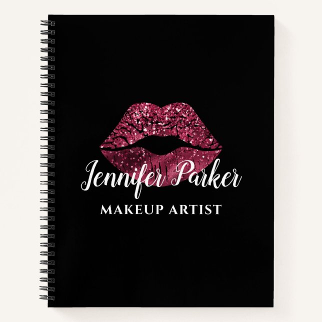 MAKEUP ARTIST Red Logo Kiss Name  Notebook (Front)