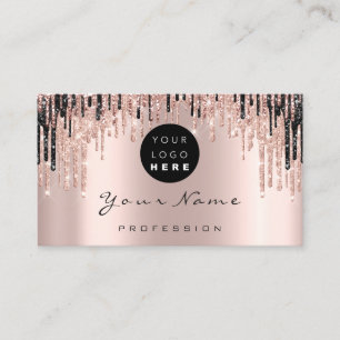 Makeup Artist Rose Black Drips Appointment Logo Card