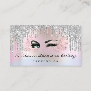 Makeup Artist Rose Drips Holograph Unicorn Grey Appointment Card