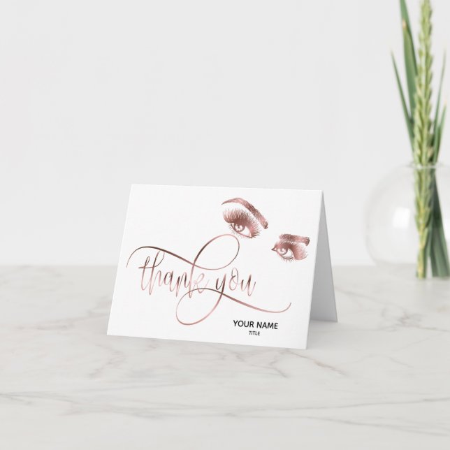 Makeup artist Rose Eye Beauty Salon Lash Extension Thank You Card (Front)
