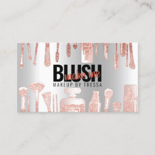 Makeup Artist Rose Glitter + Metallic Platinum Ice Business Card