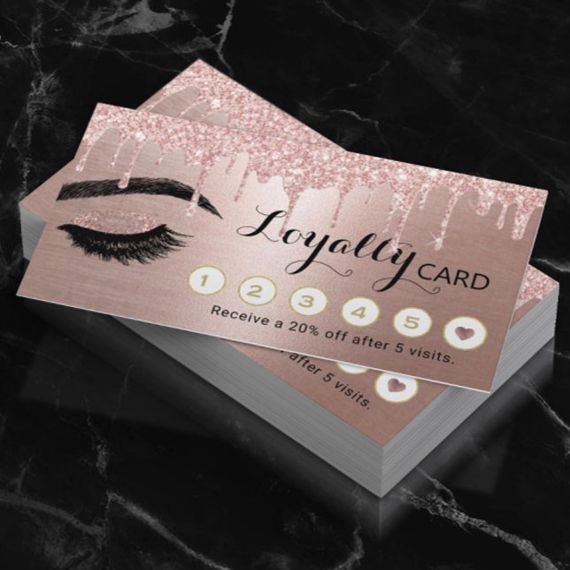 Makeup Artist Rose Gold Drips Beauty Salon Loyalty Card (Creator Uploaded)