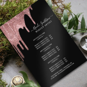Makeup Artist Rose Gold Glitter Glam Service List Flyer
